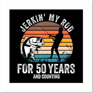 50th Birthday for Fisherman Funny Fishing Bday Posters and Art